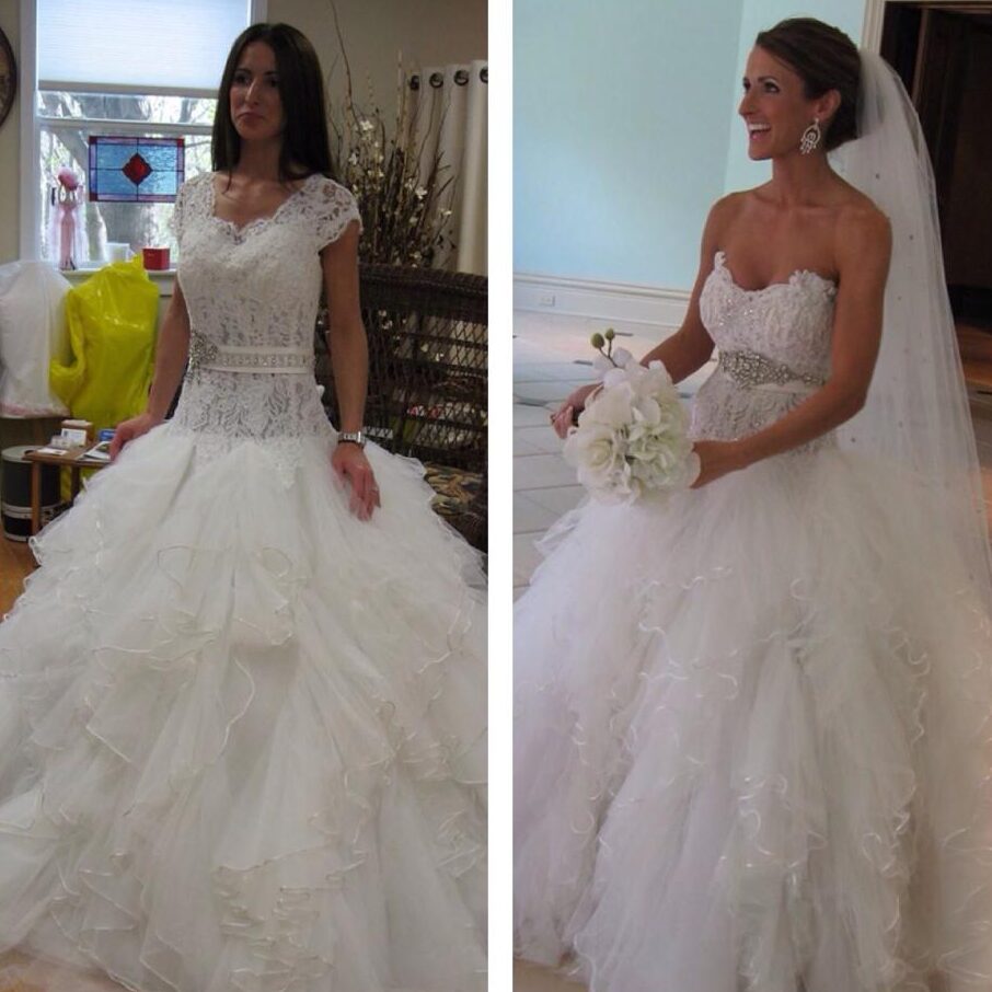 before and after of wedding dress alterations